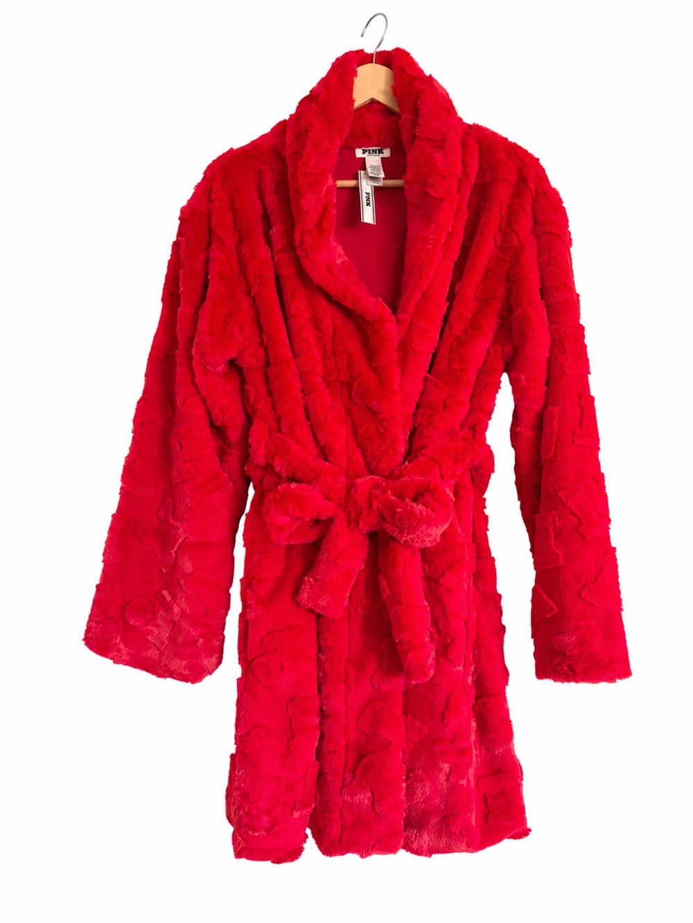 Victoria’s Secret PINK Plush Red Robe Soft Cozy Loungewear Size XS/S NEW